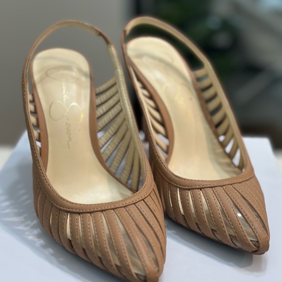 Jessica Simpson Tan Slingback Cutout Heels - Size 6 - Picture 2 of 8